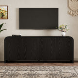 TV Stand for TVs up to 70", Curved TV Console Media Storage Cabinet Entertainment Center Sideboard with Adjustable Shelves, Black