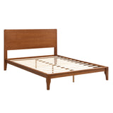 Queen Size Bamboo Platform Bed Frame with Wood Support Slat, Mid-Century Modern Style, Easy Assembly, Brown-ModernLuxe