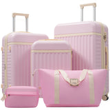 5-Piece Hardside Luggage Set, Expandable Suitcases with Spinner Wheels, TSA Lock & Travel Bags, Pink