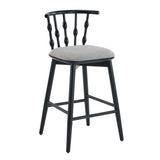 Set of 2 Barstools, Mid-Century Spindle Back Counter Stools with Upholstered Seat, Modern Kitchen Island Stools