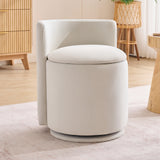 Storage Swivel Chair Velvet Upholstered Barrel Chair Ergonomic Accent Chair Round Vanity Stool, Beige