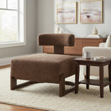 Armless Accent Chair, Single Sofa Chair with C‑Shape Curved Floating Wood Base & Removable Back Cushion for Living Room