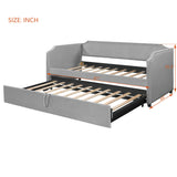 Twin Size Velvet Upholstered Daybed with Pop Up Trundle, 2-in-1 Sofa Bed for Bedroom Guest Room