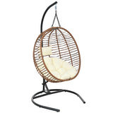 Folding Egg Chair with Stand, Hammock Swing Chair with Cushion & Headrest, Indoor/Outdoor Hanging Basket Chair