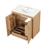 30" Bathroom Vanity with Sink Combo, Multi-functional Bathroom Cabinet with Doors and Drawer, MDF Board
