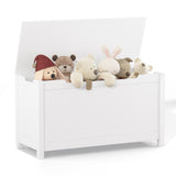 Kids Wooden Toy Box Storage with Safety Hinged Lid for Ages 2+