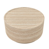 Round Coffee Table with Faux Luxury Marble Look, Drum Small Center Table With Strong Structure, Minimalist Mars Pattern End Table for Living Room, Bedroom, No Assembly Required