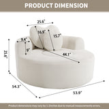 Round Fluffy Compression Sofa Couche with Heart-shaped Pillow & Anti-Slip Base for Living Room, Bedroom, Apartment