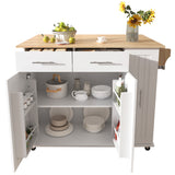 Kitchen Island with Drop Leaf, Kitchen Storage Cart with 3 Tier Pull Out Cabinet Organizer, Internal Storage Rack, Rolling Kitchen Cart on Wheels with Towel Rack, 2 Drawers, for Kitchen