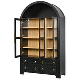72.8"H Arched Pantry Cabinet, Kitchen Storage Cabinet with 3 Glass Doors, 4 Drawers & Adjustable Shelves for Dining Room, Bathroom