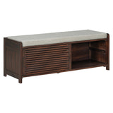 Shoe Bench with Storage and Cushion, Distressed Shutter Storage Bench with Retro Charm for Living Room, Entryway