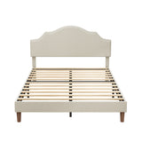 Queen Size Bed Frame Upholstered Platform Bed with Adjustable Headboard,Linen Fabric Padded,Modern Simple Style Platform Bed No Box Spring Needed, Easy Assembly