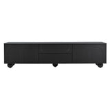 Cream Style TV Stand with Arched Doors & 2 Drawers for TVs up to 75", Minimalist Media Console with Rebound Device, Entertainment Center with 5 Iron Round Legs for Living Room, Bedroom