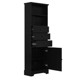 Tall Storage Cabinet with 3 Drawers and Adjustable Shelves for Bathroom, Study, Office and Interior, MDF Board with Painted Finish