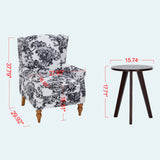 Wingback Accent Chair & Coffee Table Set, Reading Armchair Vintage Luxury Lounge Chair, Antique White+Gray