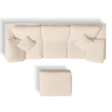 110" Cloud Sectional Couch, Convertible L-Shape Sofa with Ottoman, 3-Seater Modular Sectional Sofa, Warm Beige