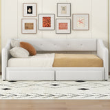 Twin XL to King Size Upholstered Daybed with 2 Storage Drawers, Convertible Daybed