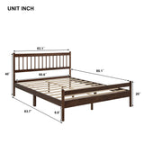 Queen Size Platform Bed Frame with Headboard and Footboard, Walnut