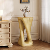 Retro Side Table End Table Wood-Like Texture Accent Table, Indoor/Outdoor Twist Shape Side Table, Natural