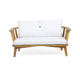 2pcs Patio Sofa Set Outdoor Garden Seating Group Conversation Chat Set with Cushion & Coffee Table