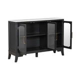 3-Door Sideboard Storage Cabinet, Stylish Style Large Storage Space, Black and White