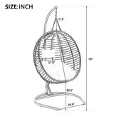 Folding Egg Chair with Stand, Hammock Swing Chair with Cushion & Headrest, Indoor/Outdoor Hanging Basket Chair