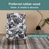 Wingback Accent Chair & Coffee Table Set, Reading Armchair Vintage Luxury Lounge Chair, Antique White+Gray