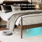 Retro King Size Platform Bed Frame with Curved Tall Headboard & Turned Spindle Legs for Bedroom, No Box Spring Needed