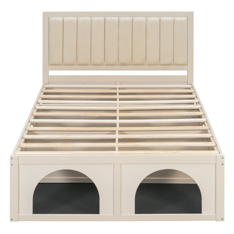 Queen Size Pet-Friendly Platform Bed Frame with High Headboard & Underbed Storage, 600 LBS Capacity