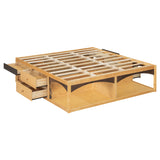 King Size Pet-Friendly Bed Frame with 6 Drawers, No Headboard Storage Platform Bed for Bedroom, Apartment, No Box Spring Needed