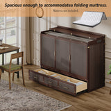 Queen Size Murphy Bed, Foldable Cabinet Bed with Drawers, Charging Station, Safety Lock & Anti-Tip Device for Bedroom, Living Room