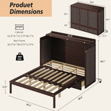 Queen Size Murphy Bed, Foldable Cabinet Bed with Drawers, Charging Station, Safety Lock & Anti-Tip Device for Bedroom, Living Room
