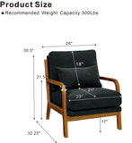 Nubby Fabric Accent Chair, Ergonomic Reading Armchair with High-Density Foam, Pillow & Wood Frame for Living Room Bedroom