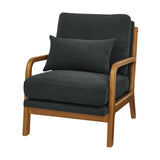 Nubby Fabric Accent Chair, Ergonomic Reading Armchair with High-Density Foam, Pillow & Wood Frame for Living Room Bedroom