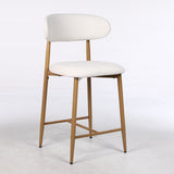 Set of 2 Counter Height Bar Stools, Upholstered Bar Chairs with Metal Legs for Kitchen Island, Dining Room