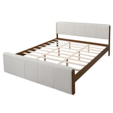 King Size Platform Bed Frame with Upholstered Headboard & Pine Wood Frame for Kids/Teens/Adults, No Box Spring Needed