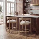 Set of 2 Counter Height Bar Stools, Upholstered Armchairs with Rubberwood Frame & Soft Cushion for Kitchen Island, Cafe