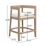 Set of 2 Counter Height Bar Stools, Upholstered Armchairs with Rubberwood Frame & Soft Cushion for Kitchen Island, Cafe