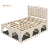 Queen Size Pet-Friendly Platform Bed Frame with High Headboard & Underbed Storage, 600 LBS Capacity