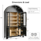 72.8" H Arched Pantry Cabinet, Kitchen Storage Cabinet with Door Shelves & Adjustable Shelves for Dining Room, Bathroom