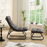 Lounge Chair with Ottoman, Recliner Chair with Steel Frame & Thick Cushion for Living Room, Bedroom, Reading Room