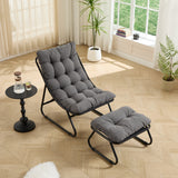 Lounge Chair with Ottoman, Recliner Chair with Steel Frame & Thick Cushion for Living Room, Bedroom, Reading Room