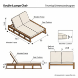 Outdoor Double Chaise Lounge with Adjustable Back&Water-Resistant Cushion, Weather-Resistant Patio Daybed Sun Lounge Chair, Beige&Natural