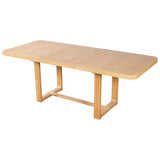 Extendable Dining Table Solid Wood Dinner Table Rectangular Kitchen Table Desk with Rounded Corner & Foot Pad, Natural