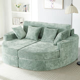 80"W Curved Chaise Lounge Sofa with Cup Holders, Seal Velvet Boneless Upholstered Sofa Couch for Living Room, Green