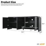 TV Stand for TVs up to 70", Curved TV Console Media Storage Cabinet Entertainment Center Sideboard with Adjustable Shelves, Black