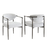 Set of 2 Dining Chairs Upholstered Dinner Chairs Arm Chairs Modern Accent Chairs with Padded Seat & Iron Frame