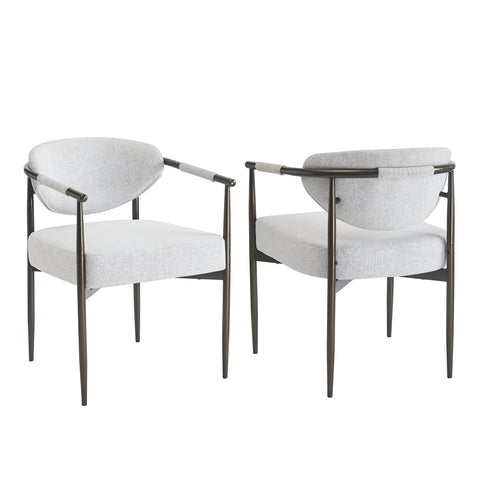 Set of 2 Dining Chairs Upholstered Dinner Chairs Arm Chairs Modern Accent Chairs with Padded Seat & Iron Frame