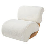 Curved Accent Chair Ergonomic Slipper Chair Upholstered Single Sofa Chair Reading Armless Lounge Chair, Beige
