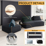 139" Modern Oversized Modular Sectional Sofa Set, DIY Upholstered Fluffy Chenille Sofa with Soft Pillows, Deep Seat Couch & Sofa Bed, Dark Gray